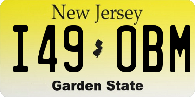 NJ license plate I49OBM