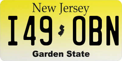 NJ license plate I49OBN