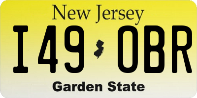 NJ license plate I49OBR