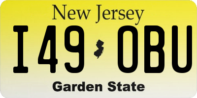 NJ license plate I49OBU