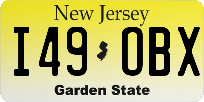 NJ license plate I49OBX