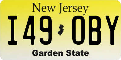NJ license plate I49OBY