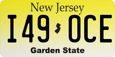 NJ license plate I49OCE