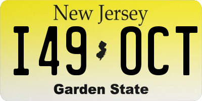 NJ license plate I49OCT
