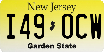 NJ license plate I49OCW