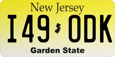 NJ license plate I49ODK