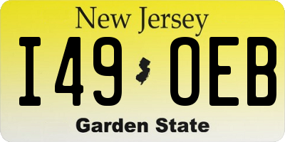 NJ license plate I49OEB