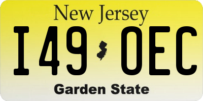 NJ license plate I49OEC