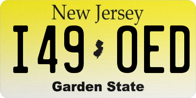 NJ license plate I49OED