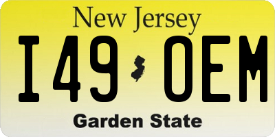 NJ license plate I49OEM