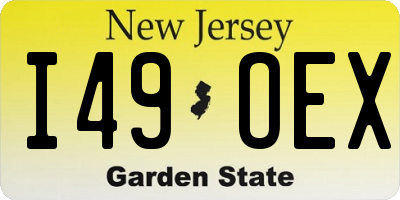 NJ license plate I49OEX
