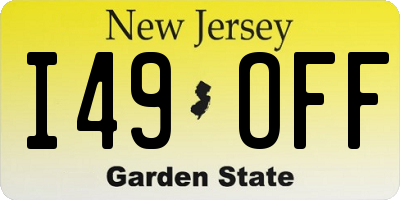 NJ license plate I49OFF