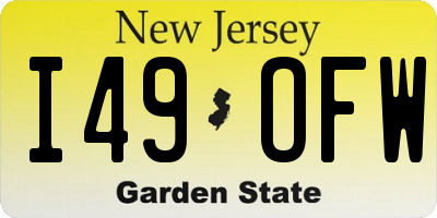 NJ license plate I49OFW