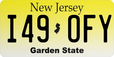 NJ license plate I49OFY