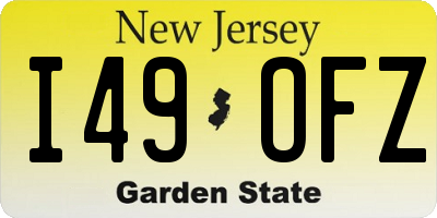 NJ license plate I49OFZ