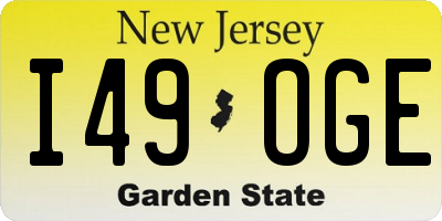NJ license plate I49OGE