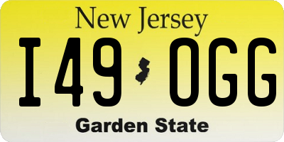 NJ license plate I49OGG