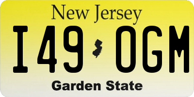 NJ license plate I49OGM