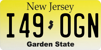 NJ license plate I49OGN