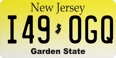 NJ license plate I49OGQ