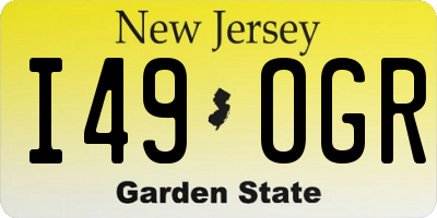 NJ license plate I49OGR