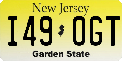 NJ license plate I49OGT