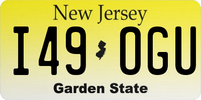 NJ license plate I49OGU