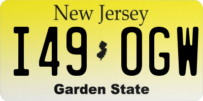NJ license plate I49OGW