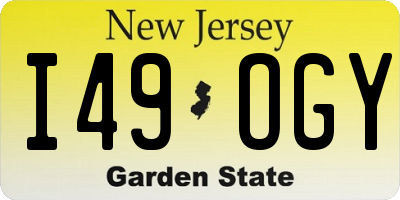 NJ license plate I49OGY