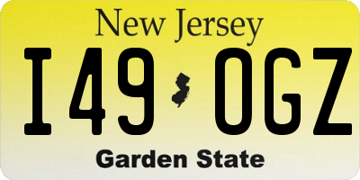 NJ license plate I49OGZ