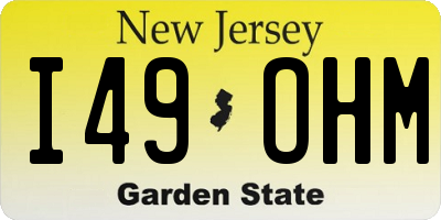 NJ license plate I49OHM