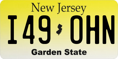 NJ license plate I49OHN