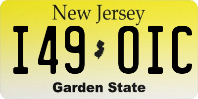 NJ license plate I49OIC