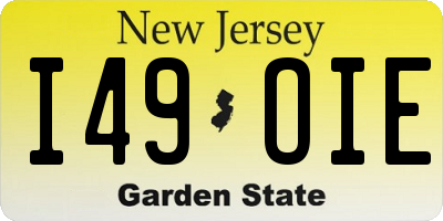 NJ license plate I49OIE