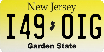 NJ license plate I49OIG