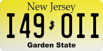 NJ license plate I49OII