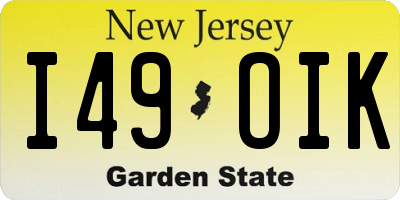 NJ license plate I49OIK