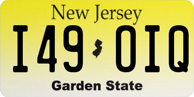 NJ license plate I49OIQ