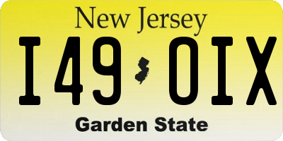 NJ license plate I49OIX