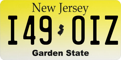 NJ license plate I49OIZ