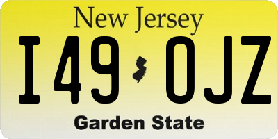 NJ license plate I49OJZ