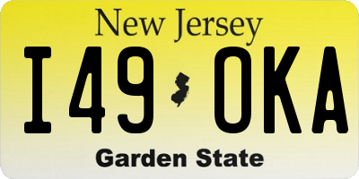 NJ license plate I49OKA