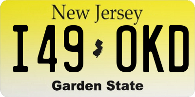 NJ license plate I49OKD