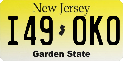 NJ license plate I49OKO
