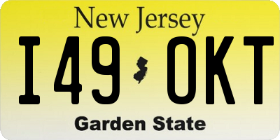 NJ license plate I49OKT