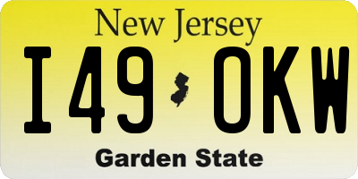 NJ license plate I49OKW