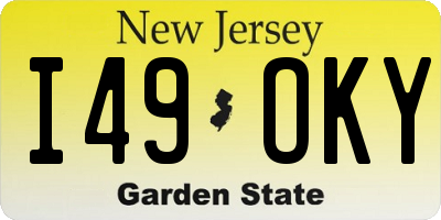 NJ license plate I49OKY