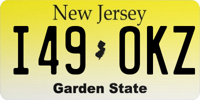 NJ license plate I49OKZ