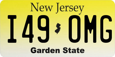 NJ license plate I49OMG