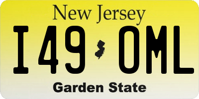 NJ license plate I49OML